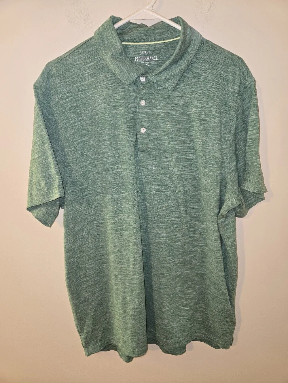J.Crew Performance Polo Shirt XL Green Heather Short Sleeve Golf Casual